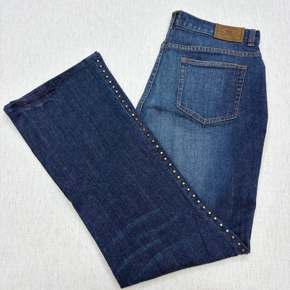Lauren Ralph Lauren Studded Side Seam Bootcut Jeans Dark Wash Blue Womens SZ 8